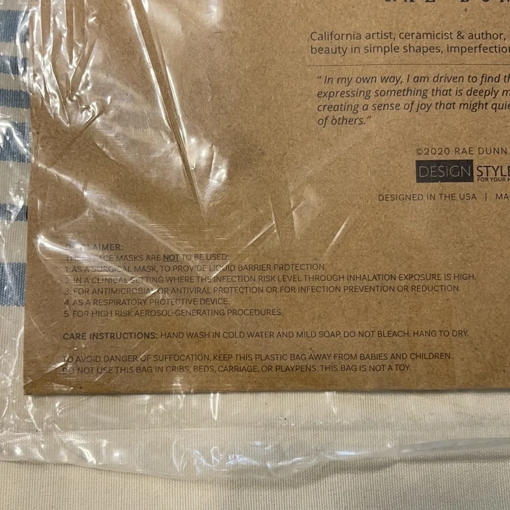 Rae Dunn His Hers Reusable Face Masks‎ Black NEW